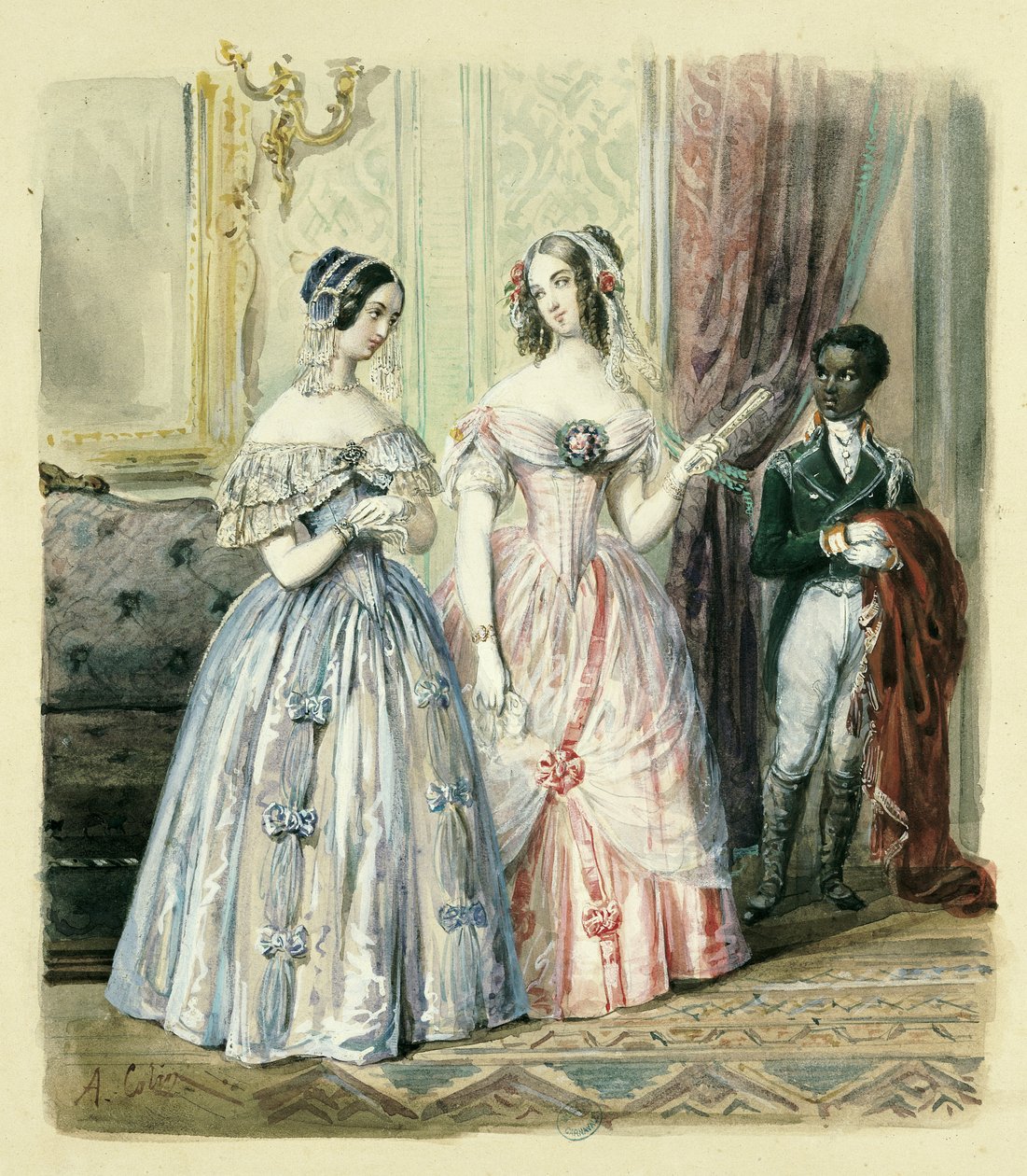 Lähdössä tanssiaisiin, 1830-48 (wc paperille) tekijältä Alexandre Colin