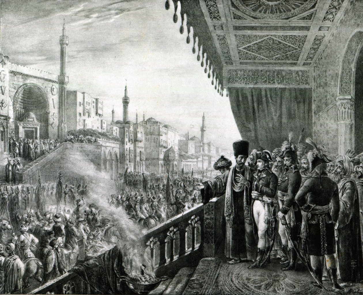 Napoleon Bonaparte (1769-1821) juhlii profeetta Muhammedin syntymäpäivää Kairossa Egyptin kampanjansa aikana, 1799 tekijältä Alexandre Marie Colin