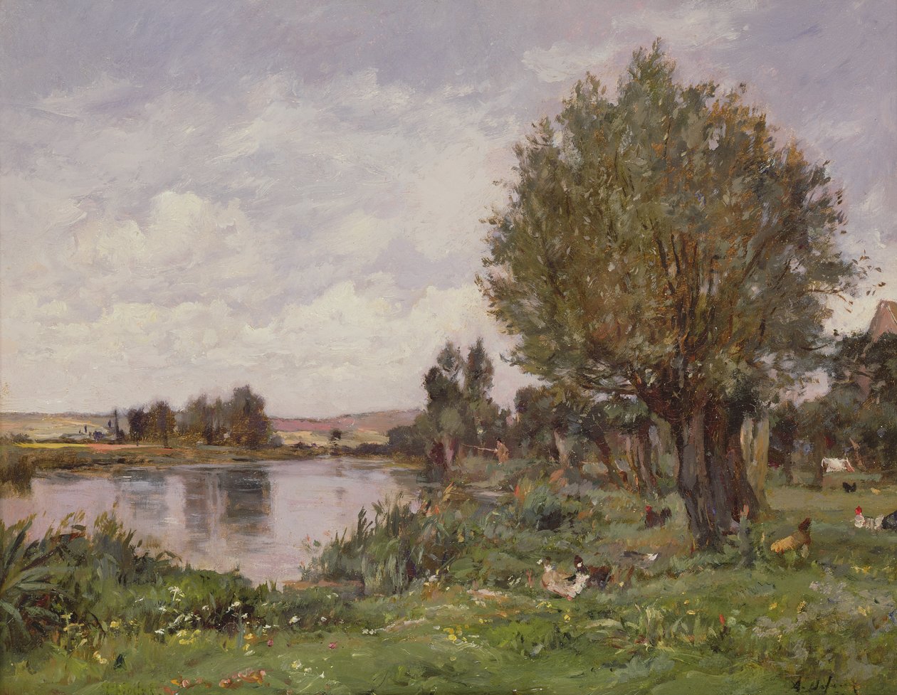 Maaseudun jokimaisema, 1875 tekijältä Alexandre Defaux