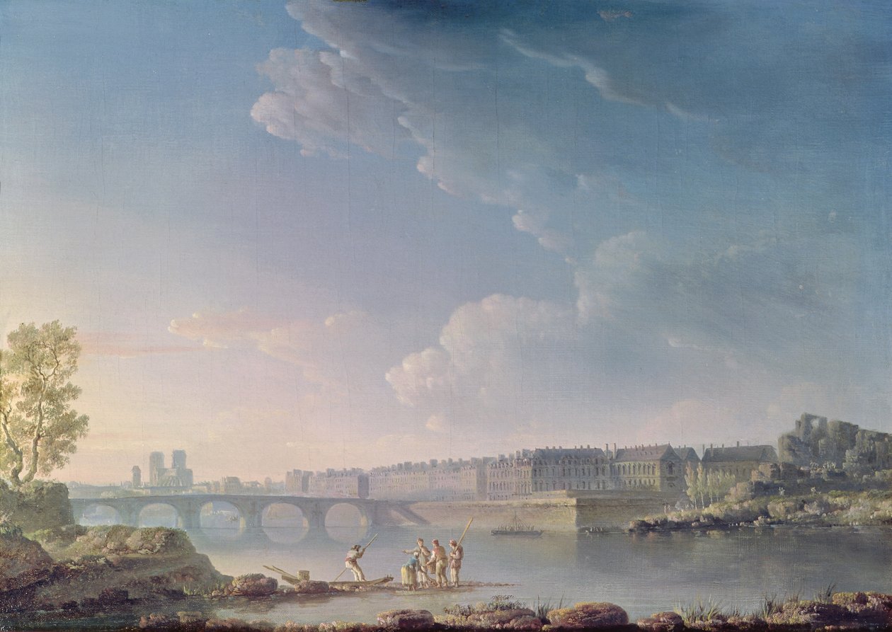 Ile Saint-Louis ja Pont de la Tournelle, noin 1780 tekijältä Alexandre Jean Noel