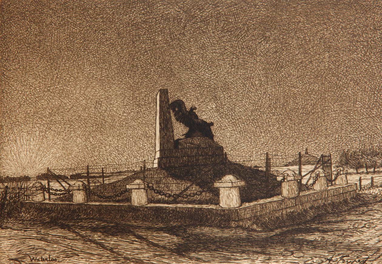 Ranskalaisten muistomerkki tiellä Genappeen, "Le champ de Bataille de Waterloo", 1915 tekijältä Alexandre Toupey