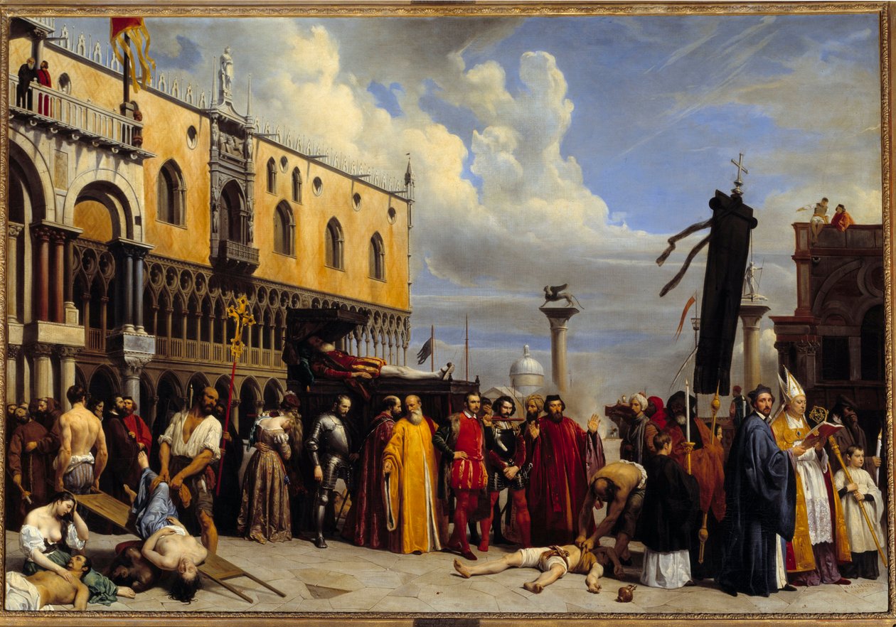Hautajaiset kunnianosoitukset Titianille (Tiziano Vecellio tekijältä Alexandre Jean Baptiste Hesse