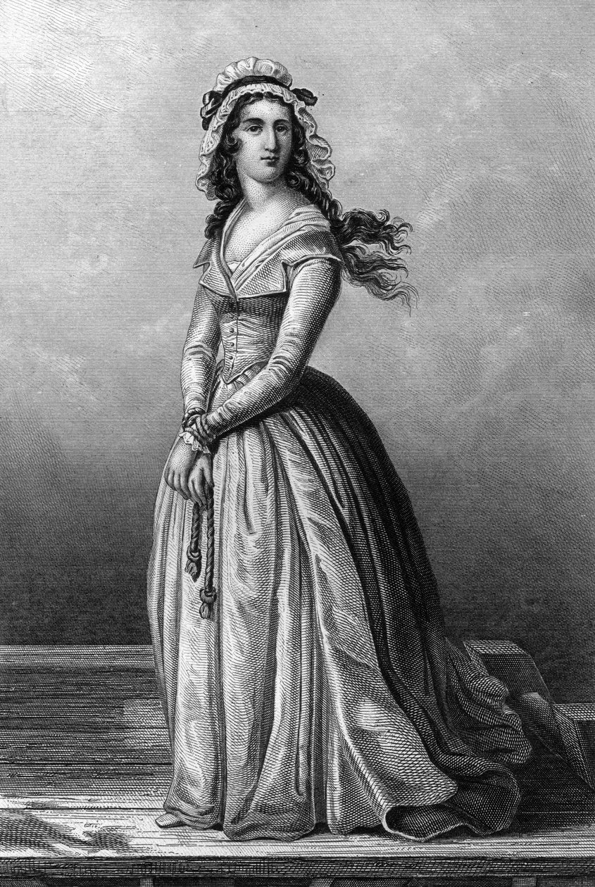 Charlotte Corday (1768-1793), Girondist Ranskan vallankumouksen aikaan, hän murhasi Jean Paul Maratin 13. heinäkuuta tekijältä Alexandre (after) Lacauchie