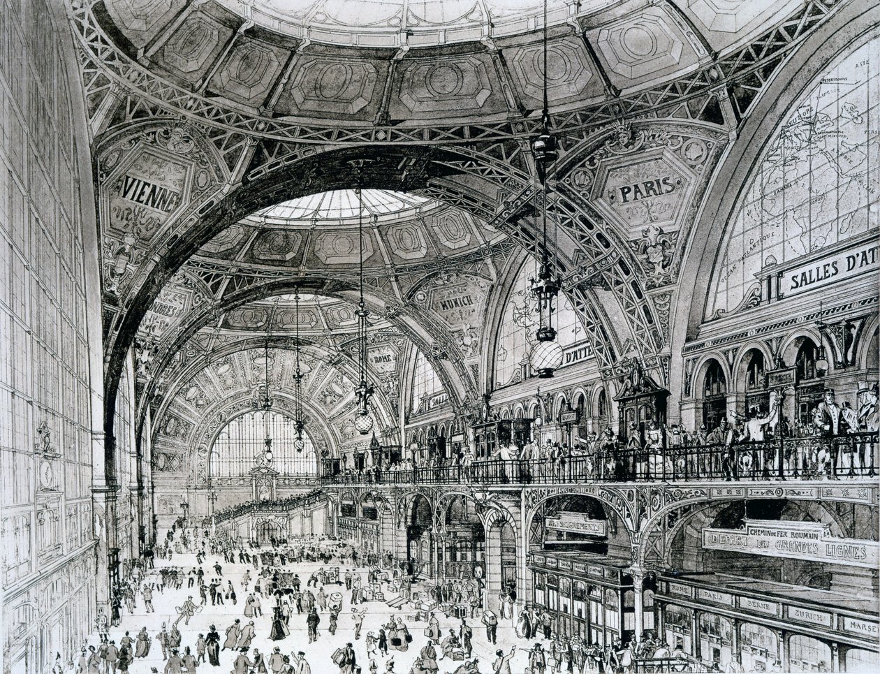 Keskusasema, Bukarest, Romania, orientalismista ja nykyarkkitehtuurista tekijältä Alexandre Auguste Louis Marcel