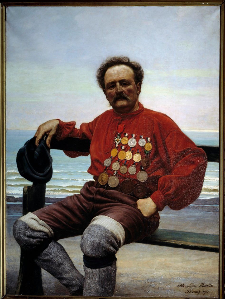 Muotokuva pelastajasta Onesime Frebourgista (1853-1923) Alexander Bertinin (? -1930) maalaus 1901 Fecamp, Newfoundlandin museo tekijältä Alexandre Bertin