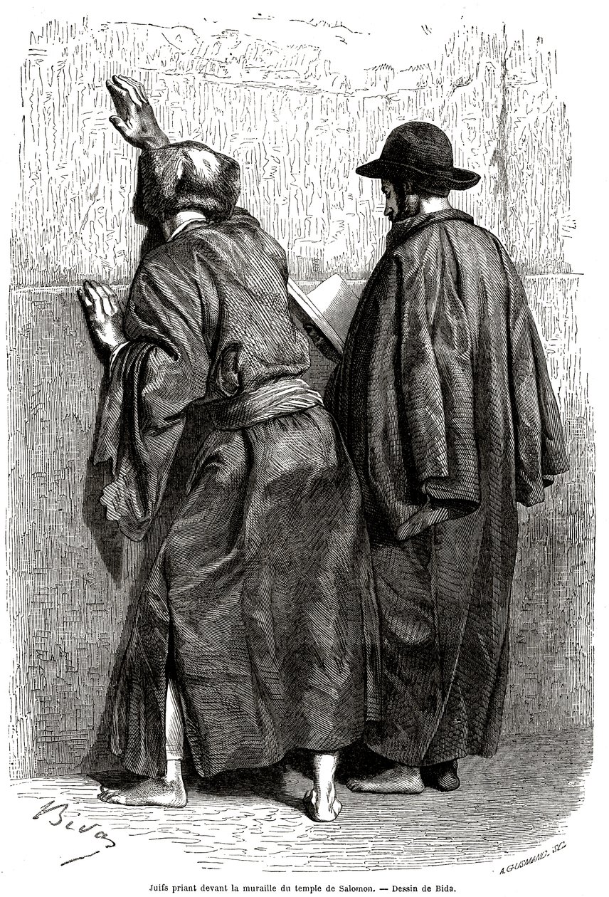 Juifs priant devant le mur de Salomon, Jerusalem tekijältä Alexandre Bida