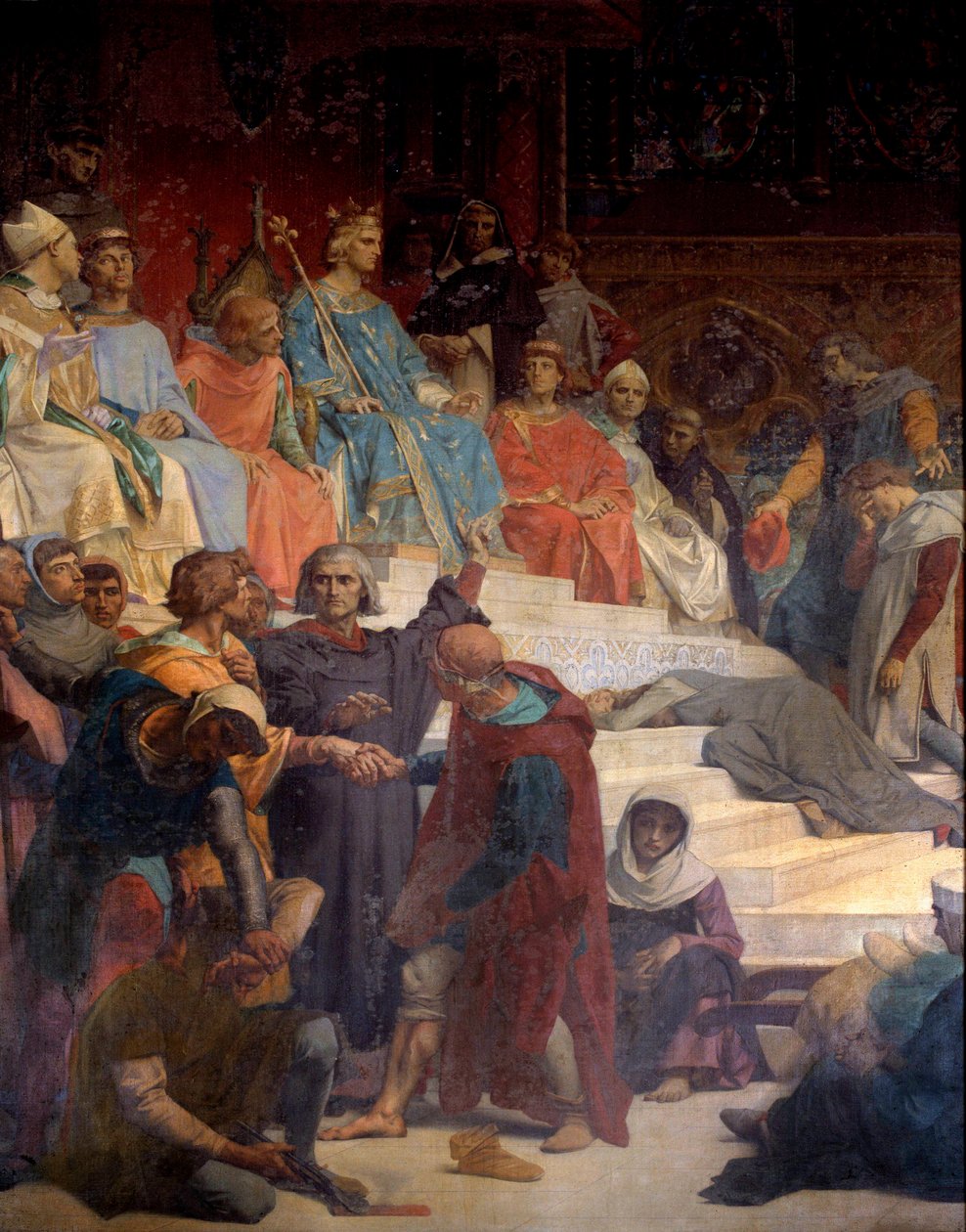 Kuningas Ludvig IX (Saint Louis) (1214-1270) tekee oikeutta Alexandre Cabanelin (1823-1889) maalaus 1800-luvun Pariisi, Pantheon tekijältä Alexandre Cabanel