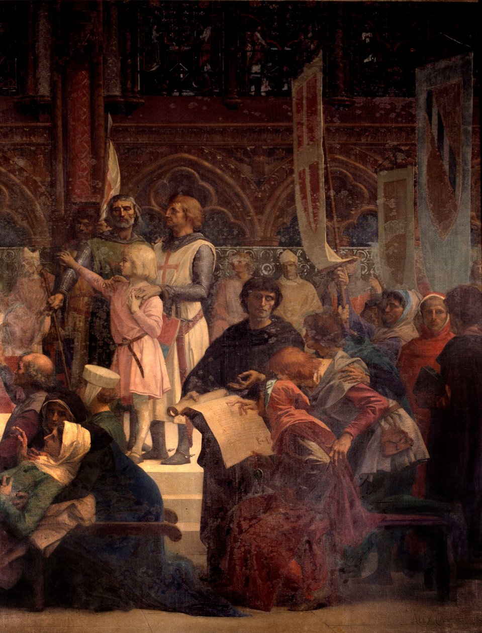 Kuningas Ludvig IX sanoi, että Saint Louis (1214-1270) tekee oikeutta Alexandre Cabanelin (1823-1889) maalaus 1800-luvun Pariisi, Pantheon tekijältä Alexandre Cabanel