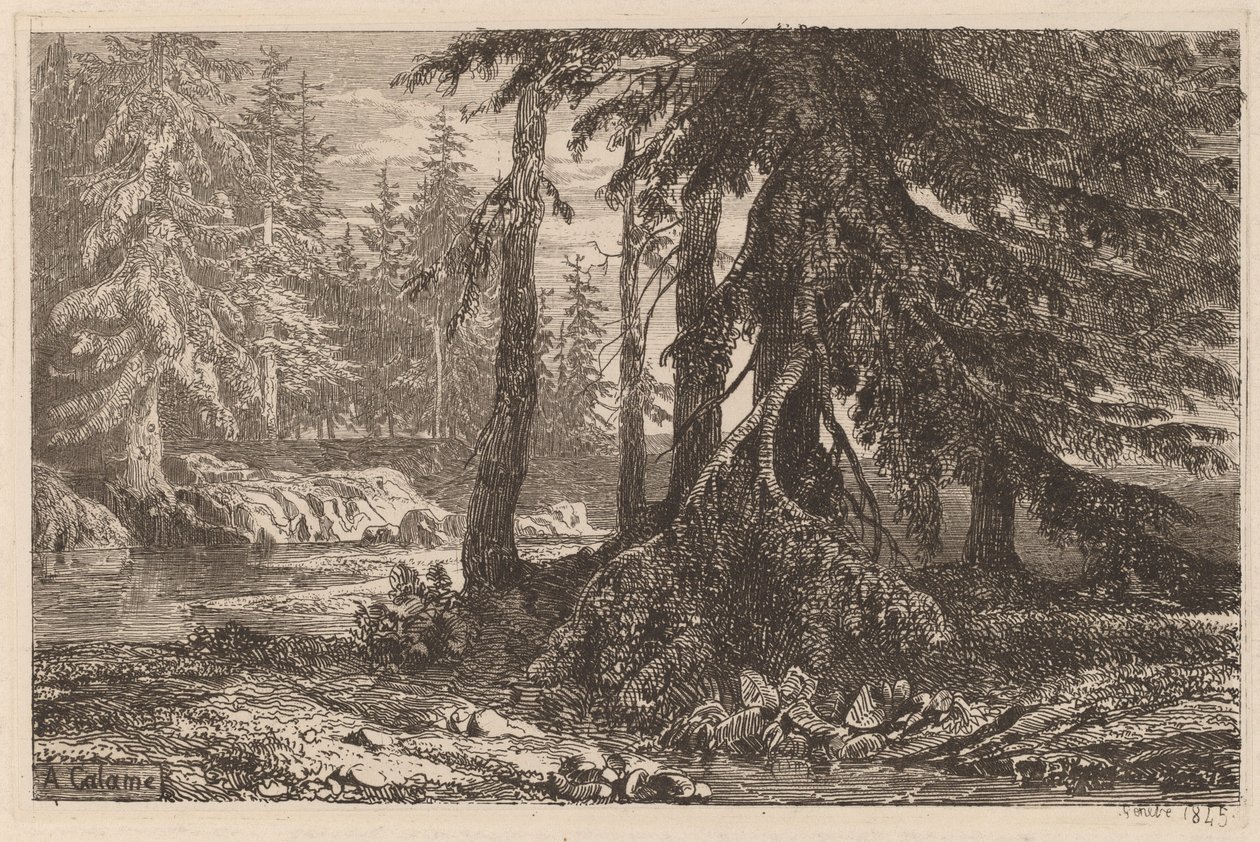 Alexandre Calamen etsauksen kokeet, III, pl. 16 tekijältä Alexandre Calame