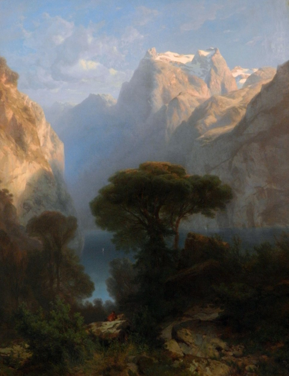 Saksa: Vierwaldstätter See Luzernin järvi (1853) tekijältä Alexandre Calame