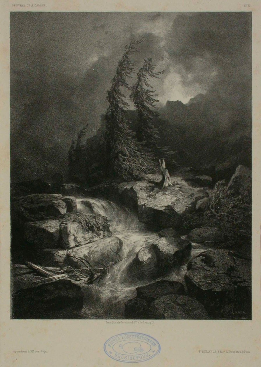 Vuoristopuro myrskyssä tekijältä Alexandre Calame