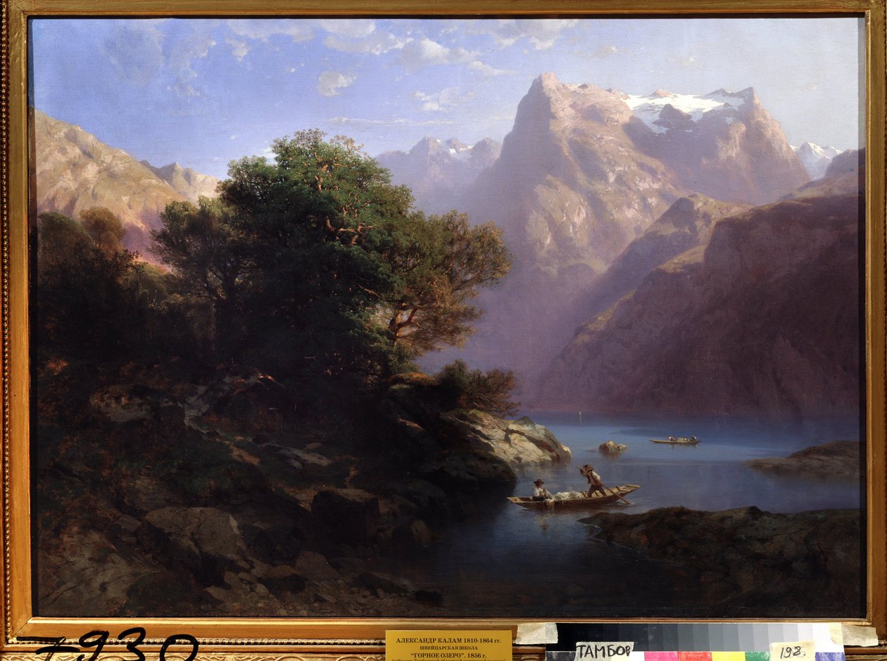 ""Vuorimaisema järvellä Sveitsissä"" (Mountain lake) maalaus Alexandre Calame (1810-1864) 1860 Regional Art Gallery, Tambov Venäjä tekijältä Alexandre Calame