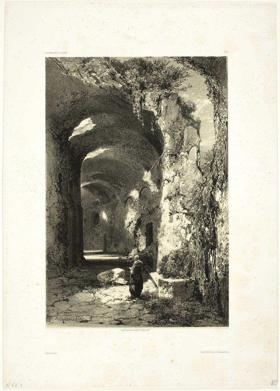 Amfiteatterin raunio Pouzzolesissa (Napolin kuningaskunta), levy 9 Oeuvres de A. Calamesta tekijältä Alexandre Calame