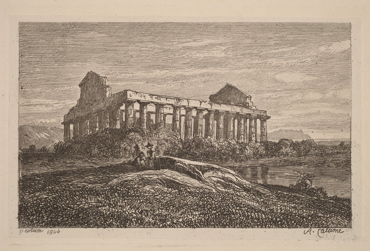 Raunioita Paestumissa tekijältä Alexandre Calame