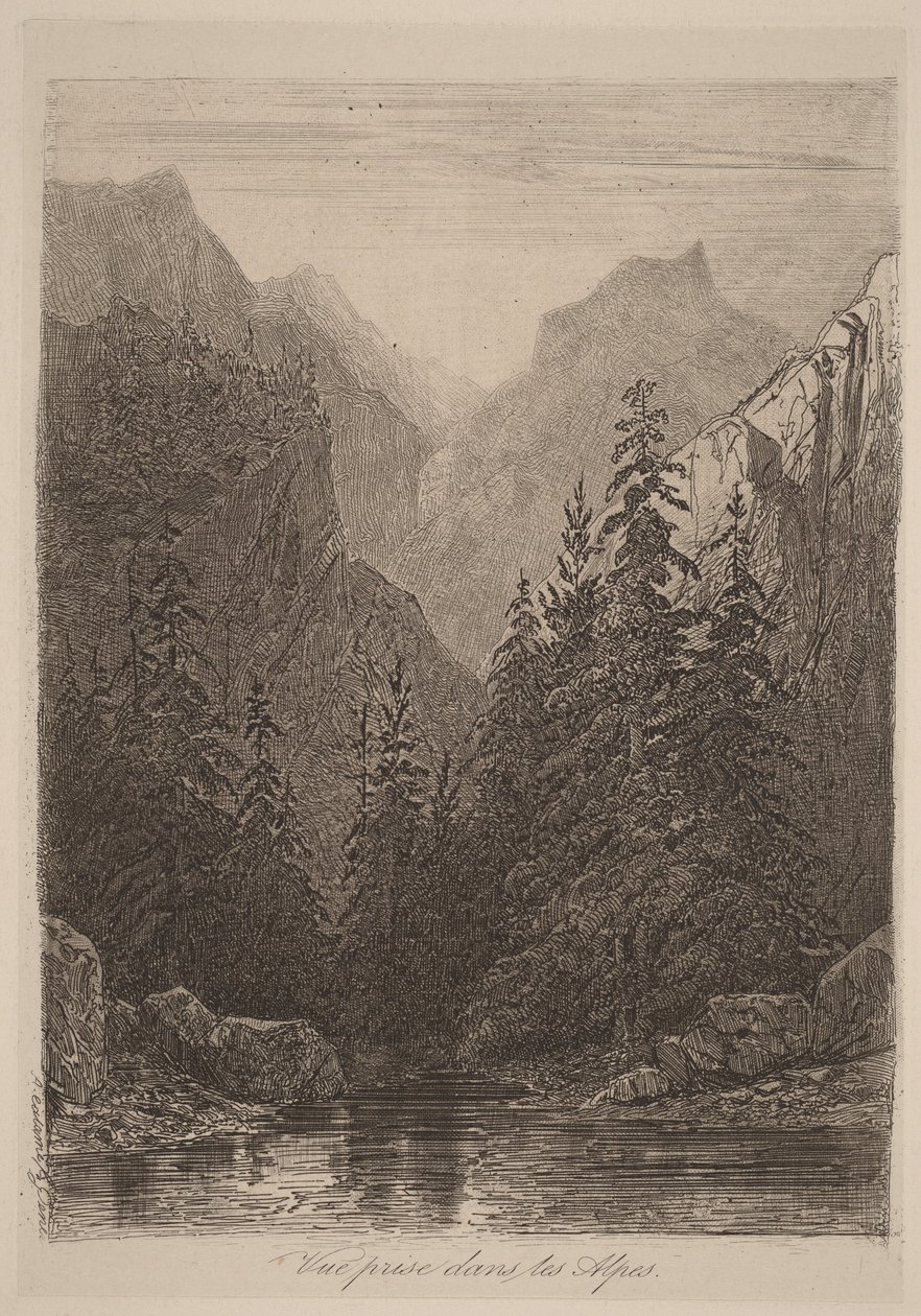 Näkymä Alpeilta tekijältä Alexandre Calame