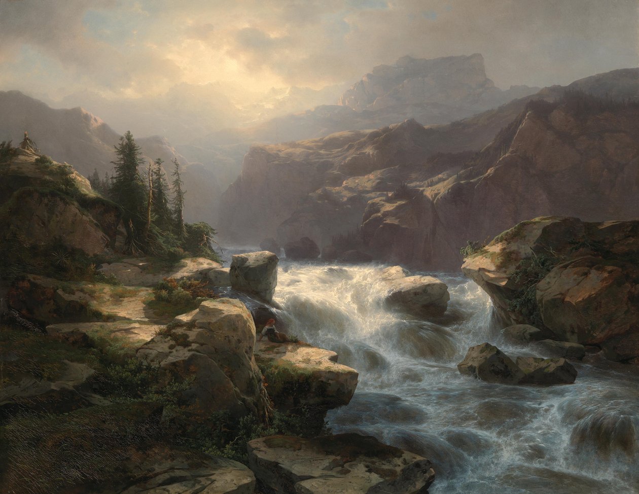 Handeckin vesiputous Grimselissä tekijältä Alexandre Calame