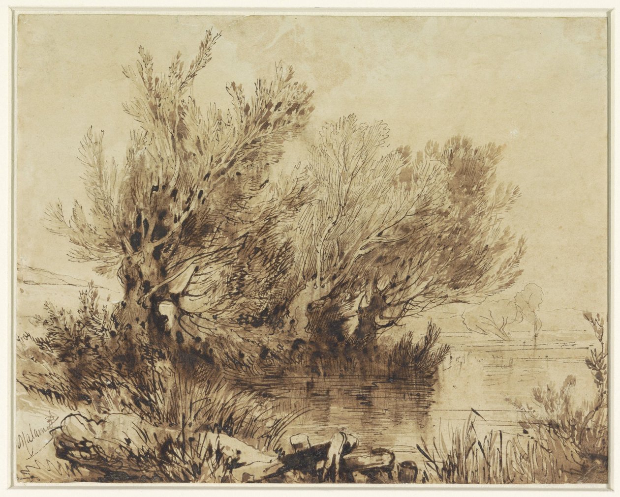 Pajuja järvellä loivassa maastossa tekijältä Alexandre Calame