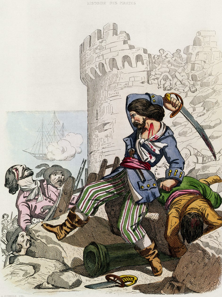 Chevalier de Gramont, P. Christianin teoksesta "Histoire des Pirates", kaiverrettu A. Catelin toimesta, 1852. tekijältä Alexandre Debelle