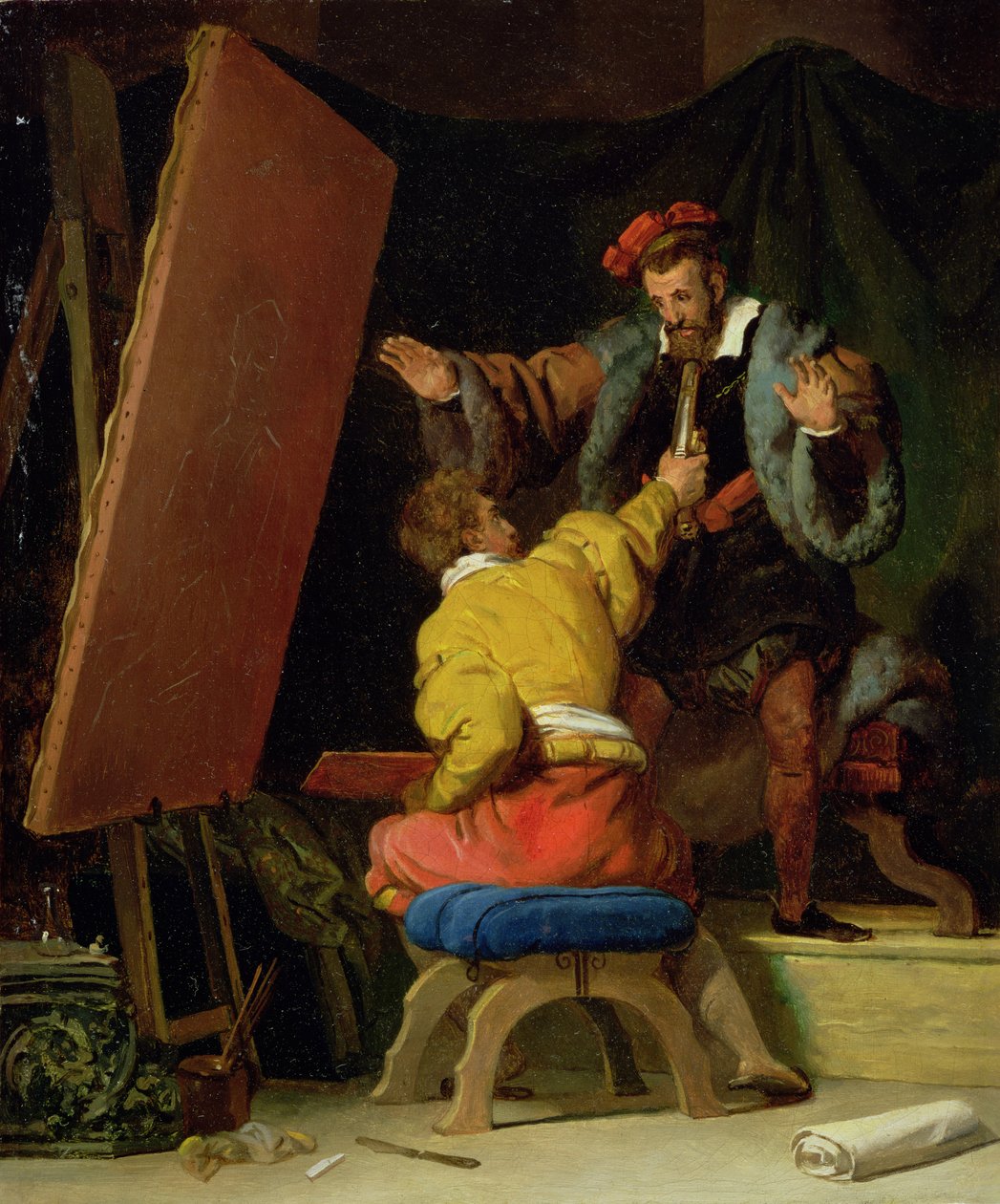 Aretino Tintoreton studiossa, 1800-luku tekijältä Alexandre Evariste Fragonard