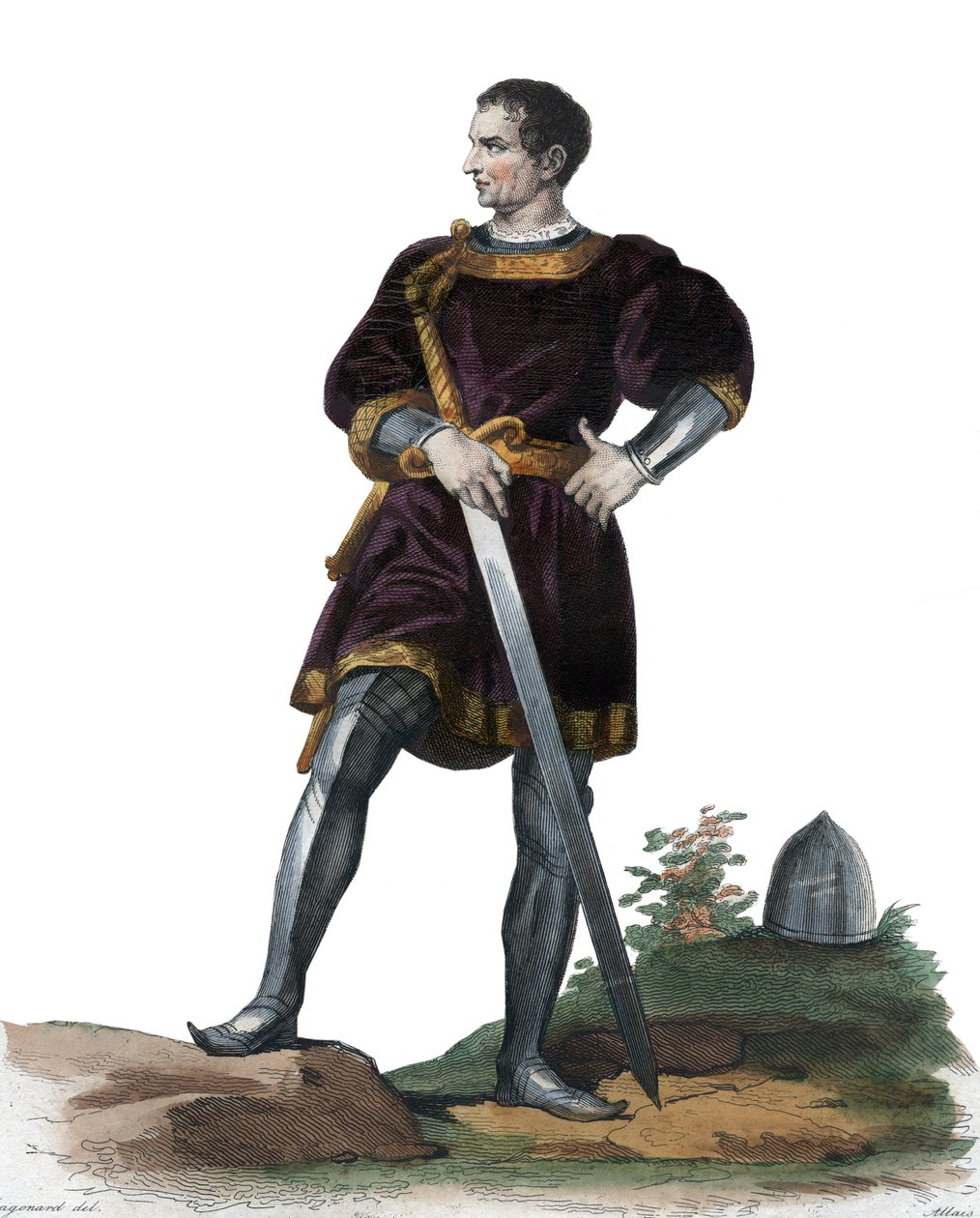 Muotokuva Olivier V:stä, kirjoittanut Clisson (1336-1407), ranskalainen konstaapeli. kuvitus Edmond Mennechetin "" Ranskan Plutarchista" -kirjasta tekijältä Alexandre Evariste Fragonard