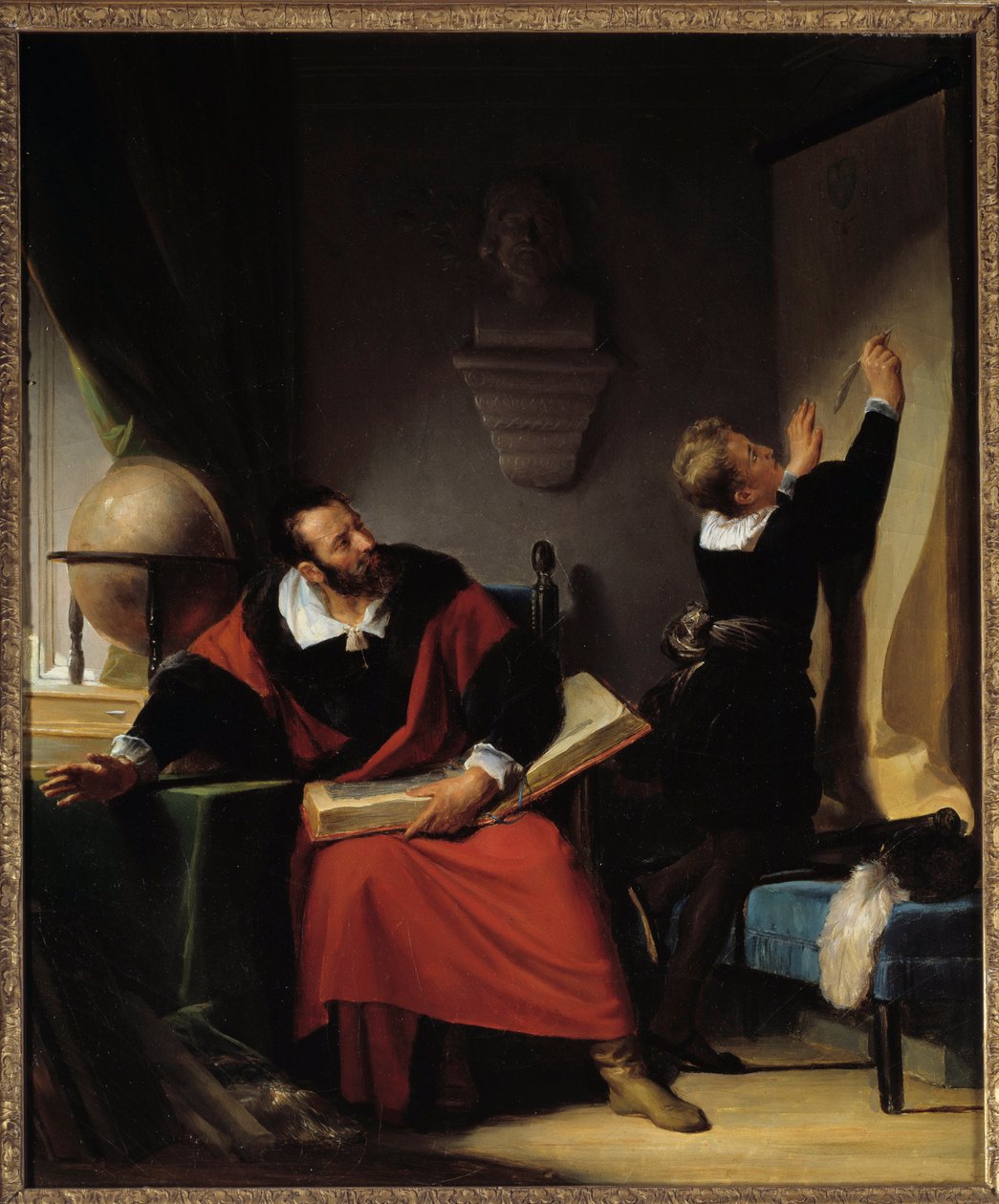 Henrik IV:n (1553-1610) luento. Tuleva Ranskan kuningas opettajansa kanssa. Alexandre-Evariste Fragonardin (1780-1850) maalaus, v.1822-1824. Pau, Musee du Chateau tekijältä Alexandre Evariste Fragonard