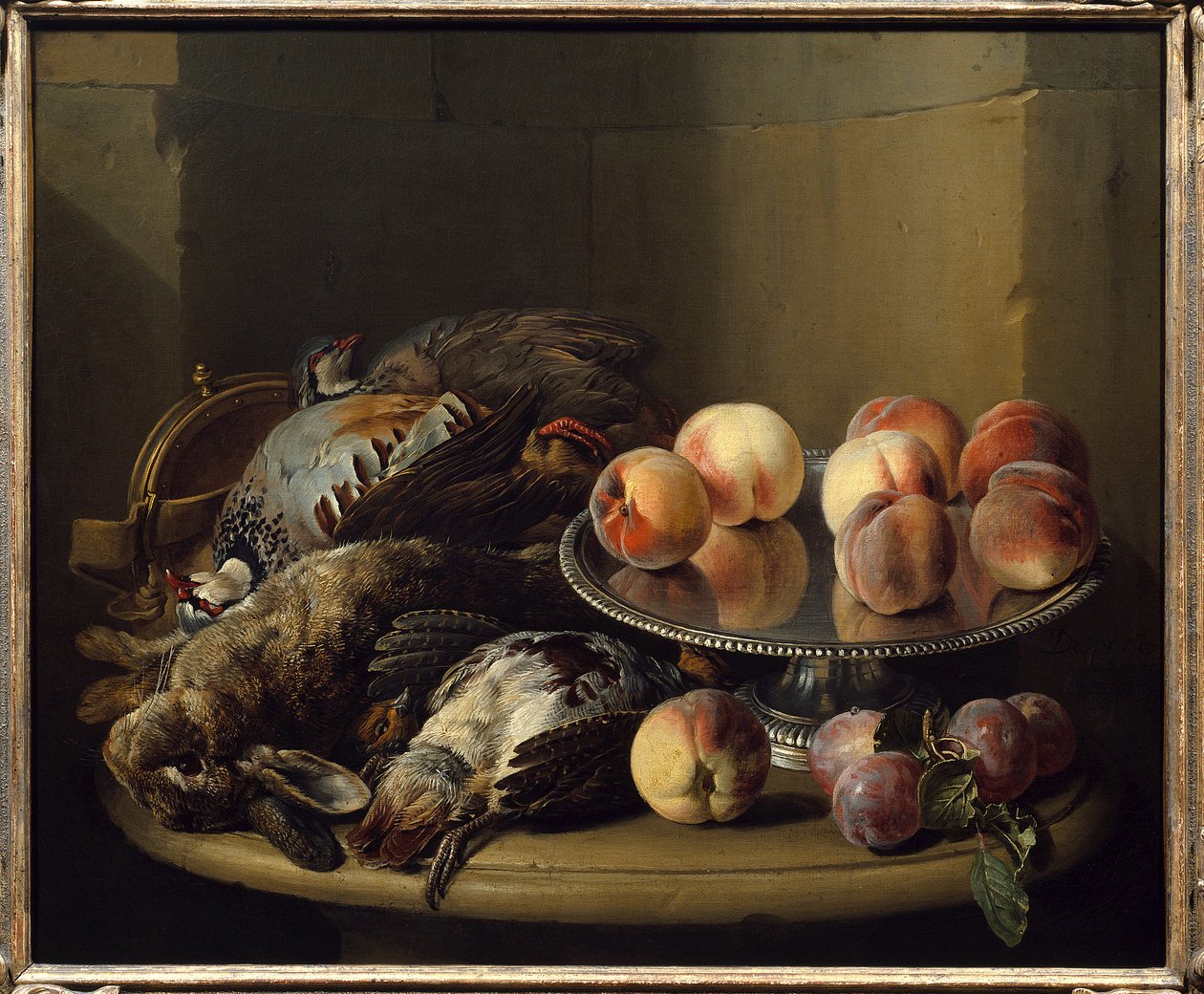 Francois Desportesin asetelma, peli ja pinssit (1661-1743) 1700-luvun Pariisi, koristetaide tekijältä Alexandre Francois Desportes