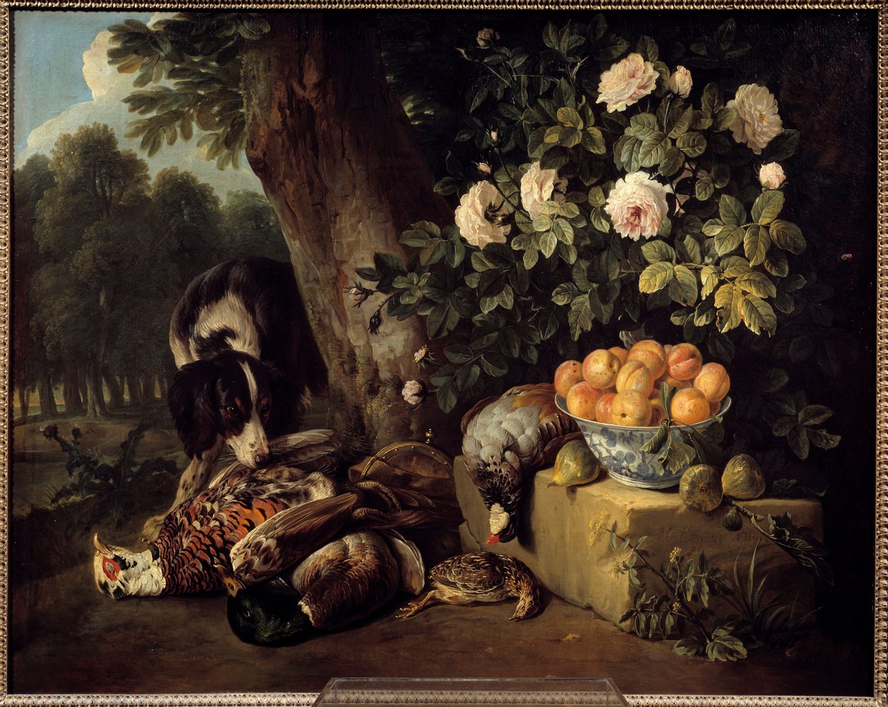 Francois Desportesin (1661-1743) asetelma pelimaalauksella 1700-luvun Pariisi, koristetaide tekijältä Alexandre Francois Desportes