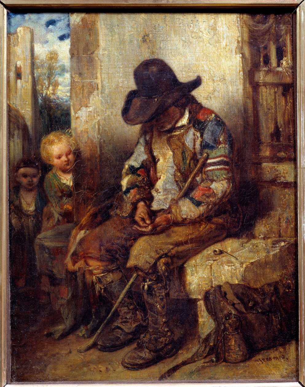 Kerjäläinen reseptillään Alexandre Gabriel Decampsin (1803-1860) maalaus 1833 Su. 0,41x0,32 m tekijältä Alexandre Gabriel Decamps