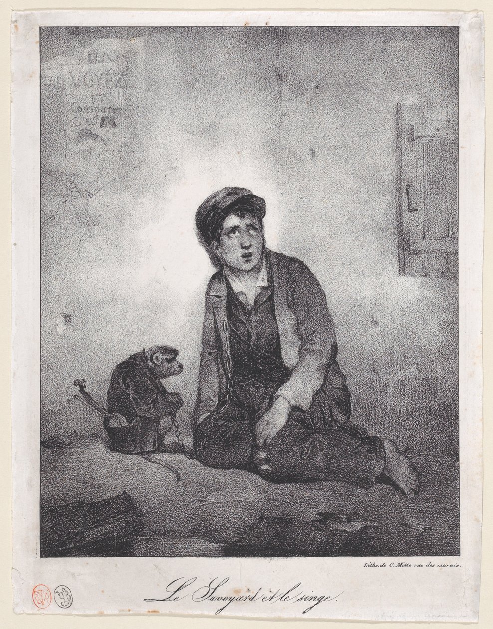 Poika Savojasta ja hänen apinansa, 1823. tekijältä Alexandre Gabriel Decamps
