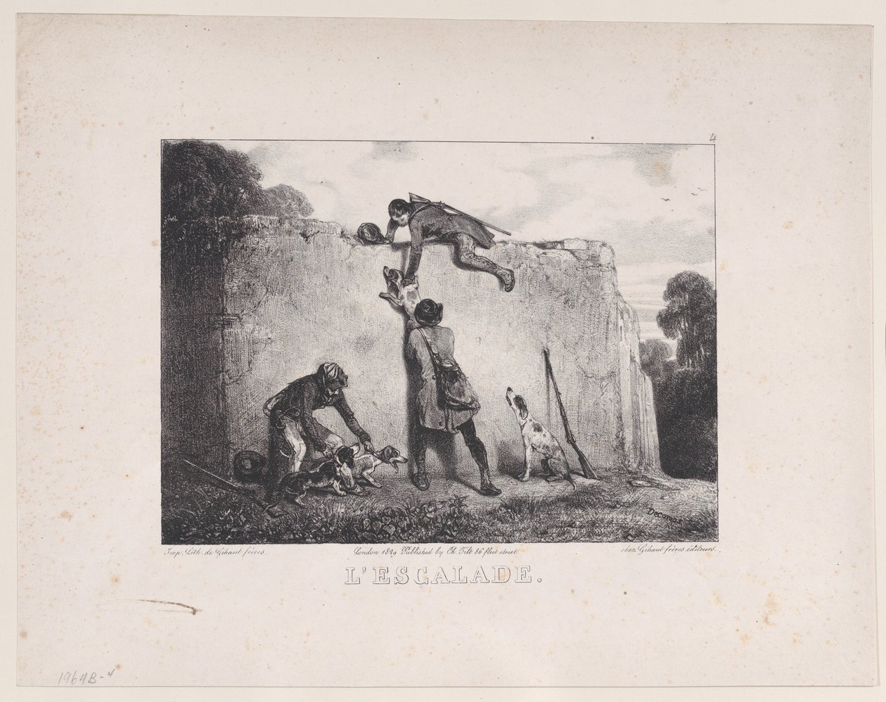 The Climb, sarjasta Hunting Scenes, 1829. tekijältä Alexandre Gabriel Decamps