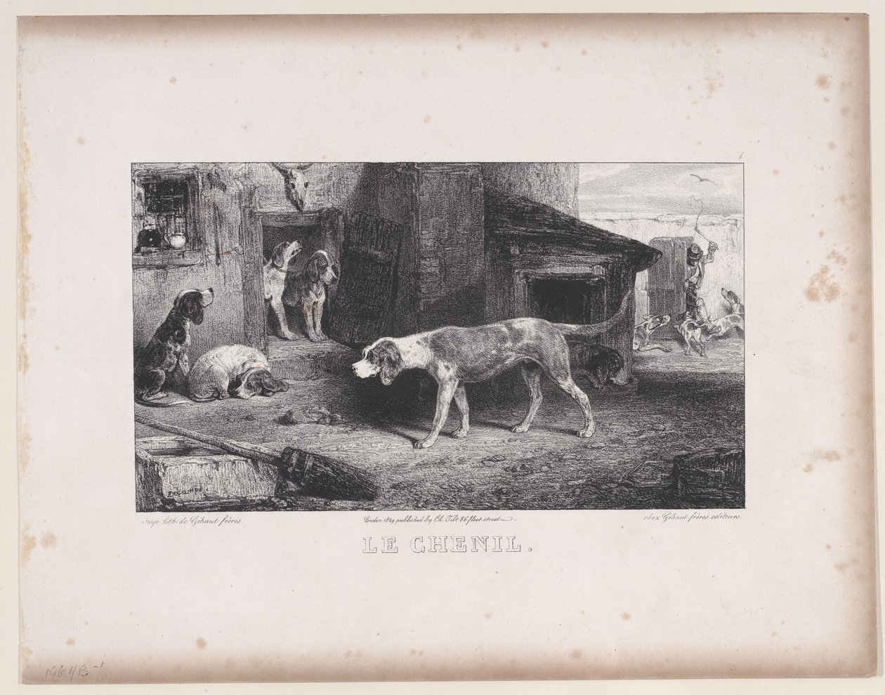 Kennel, sarjasta Hunting Scenes, 1829. tekijältä Alexandre Gabriel Decamps