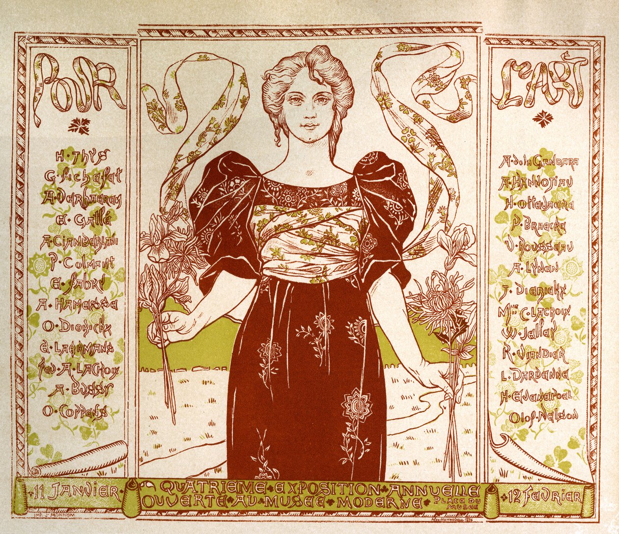 Art nouveau -näyttely Brysselissä, n. 1895-1897 (juliste) tekijältä Alexandre Hannotiau