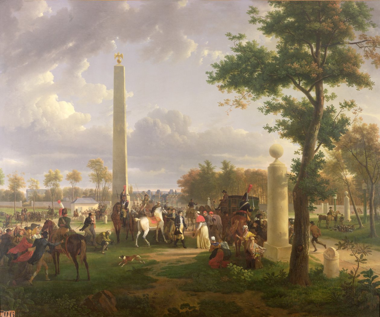Napoleon I:n (1769-1821) ja paavi Pius VII:n (1742-1823) tapaaminen Fontainebleaun metsässä 1804, 1808 tekijältä Alexandre Hyacinthe Dunouy
