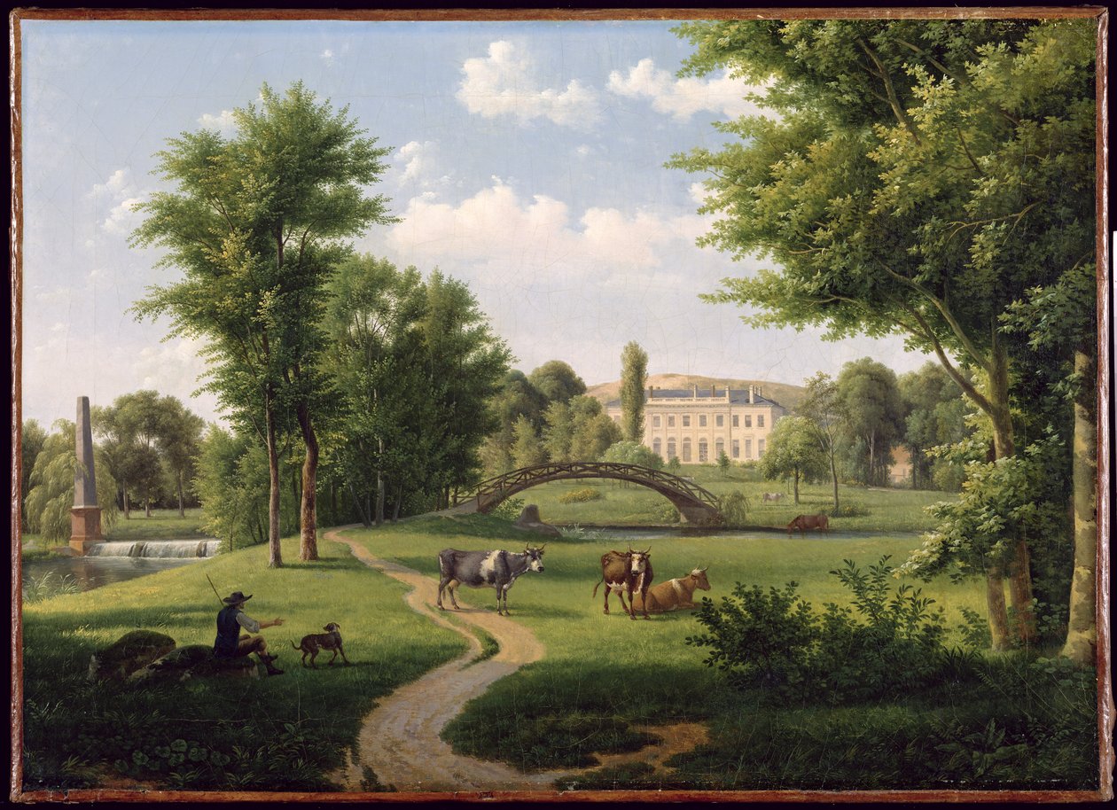 Näkymä Chateau de Villiers-Saint-Paulin linnaan Senlisin lähellä. tekijältä Alexandre Hyacinthe Dunouy