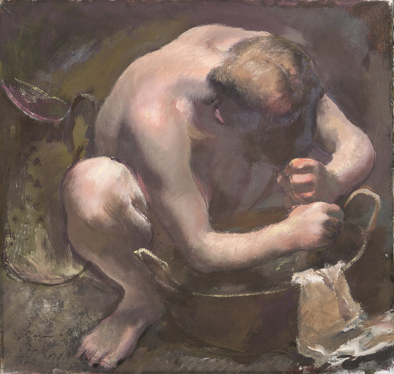 Malli pesemässä hiuksiaan, 1929 (tempera kankaalle) tekijältä Alexandre Jacovleff