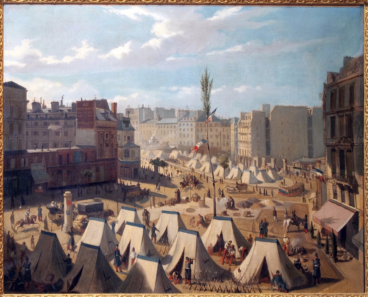 Joukkoleiri, Boulevard du Temple -kadulla Pariisissa, kesäkuun päivinä 1848. Josquinin (?) maalaus, öljy kankaalle, ranskalaista taidetta tekijältä Alexandre Josquin