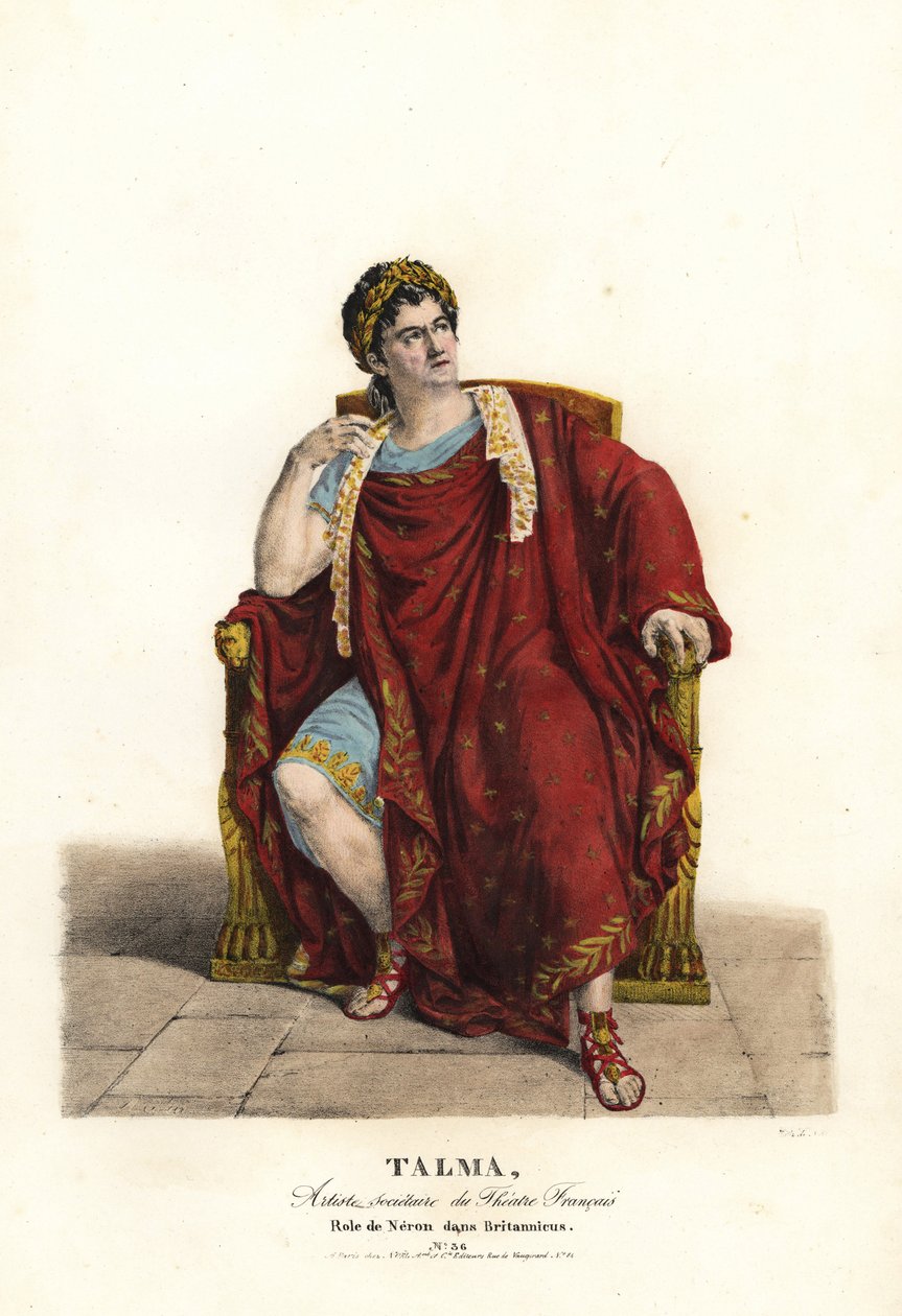 Francois Joseph Talma Nerona Jean Racinen Britannicuksessa, Theatre Français tekijältä Alexandre Marie Colin