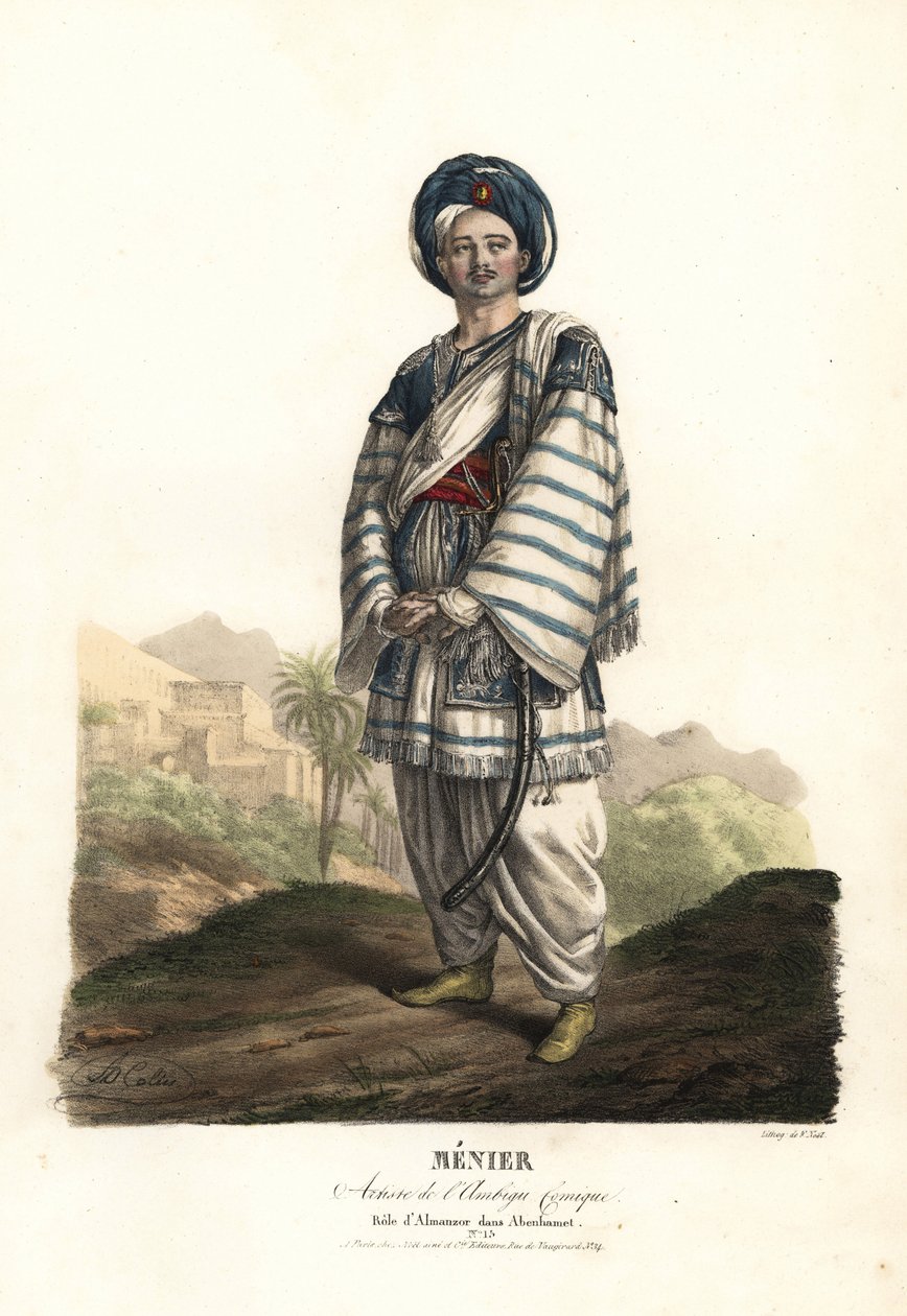Paulin Menier Almanzorina Anne-Honore-Joseph Duveyrierin Abenhametissa, musiikki Adrien Quaisain, Ambigu Comique tekijältä Alexandre Marie Colin