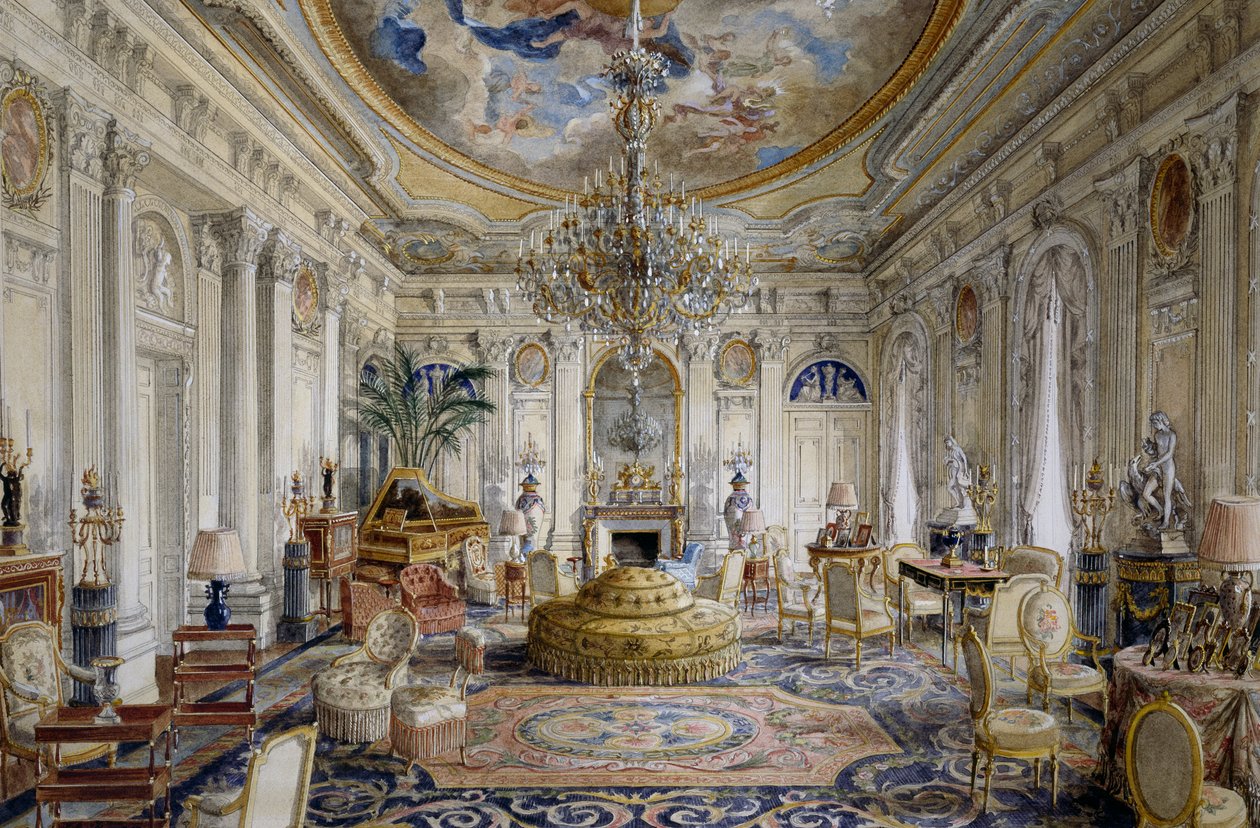Suuri sali tai Ludvig XVI -tyylinen valkoinen sali, Chateau de Ferrieres tekijältä Alexandre Serebriakoff