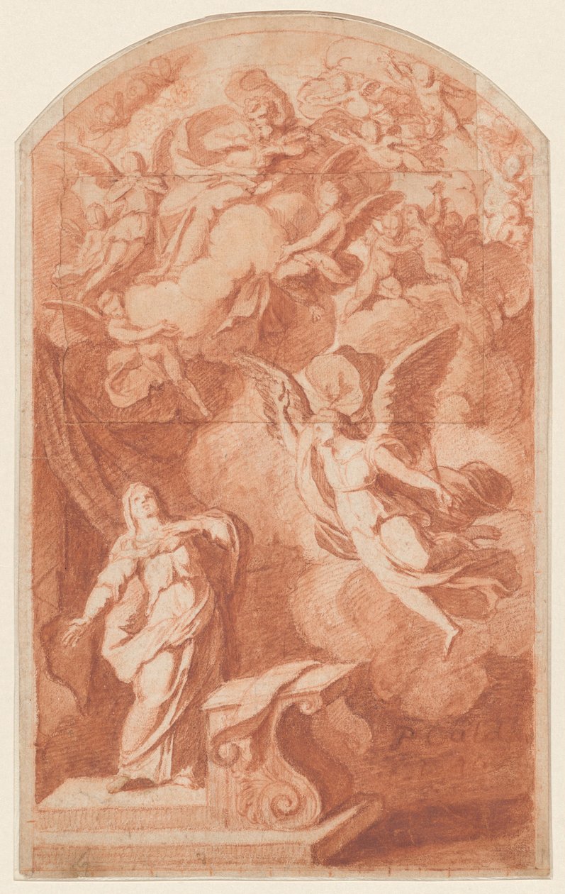 Marian ilmestys, n.1690 (punaliitu) tekijältä Alexandre Ubeleski