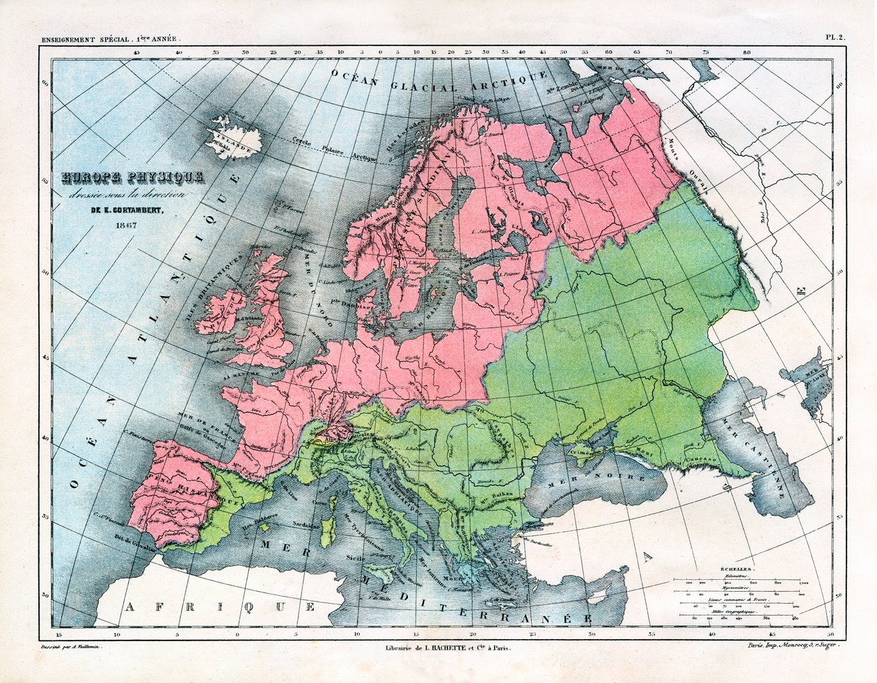 Fyysisen Euroopan kartta tekijältä Alexandre Vuillemin