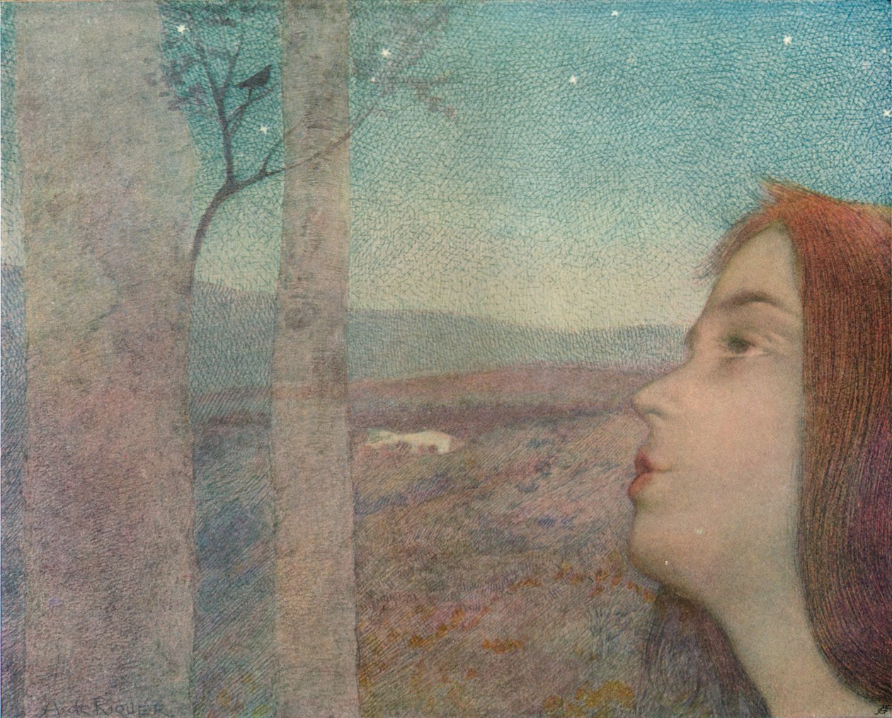Lintu kutsu, c1908 tekijältä Alexandre de Riquer