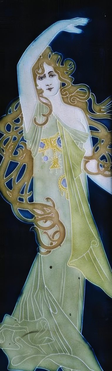 Esmalte modernista. Detalle figura femenina. tekijältä Alexandre de Riquer