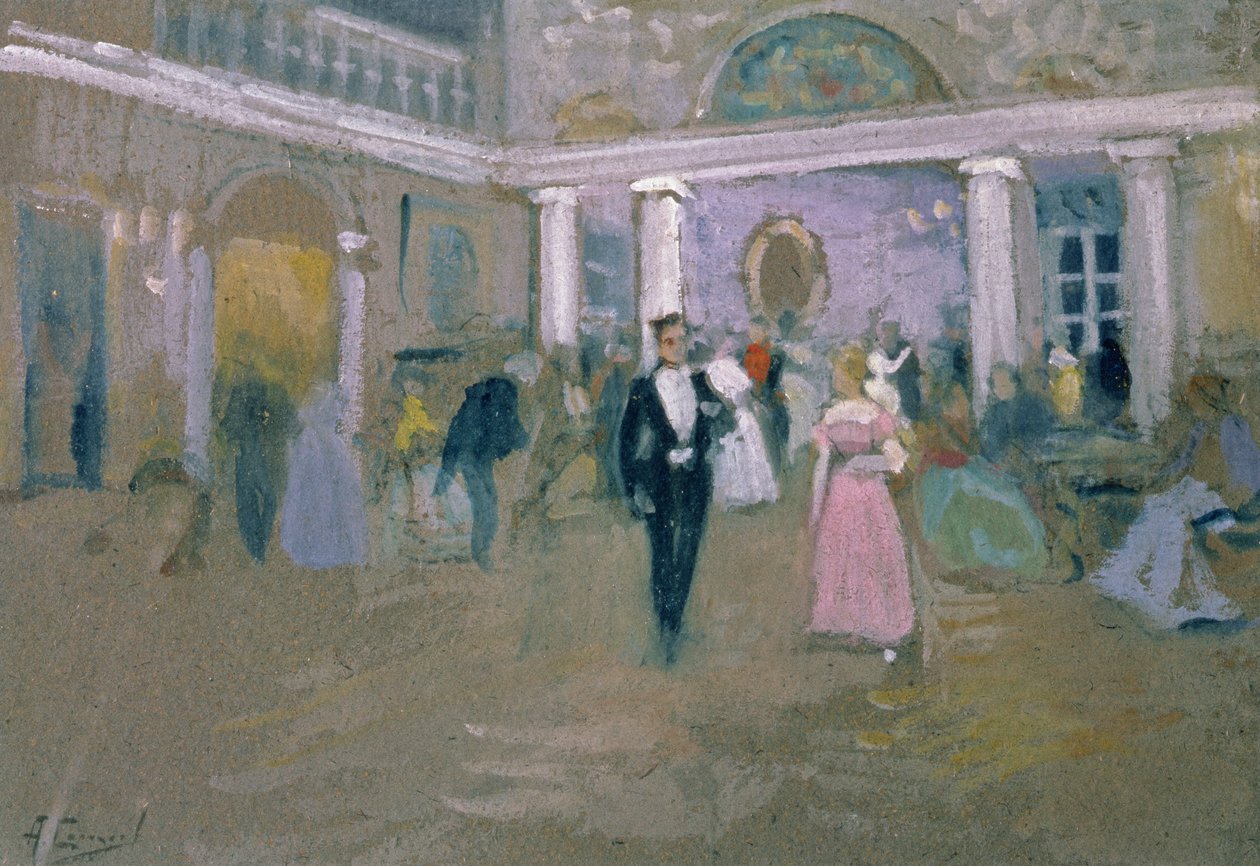 Ball at Larins, kuvitus "Jevgeni Oneginille", Aleksanteri Puškin (1799-1837), 1911 tekijältä Alexei Steipanovitch Stepanov
