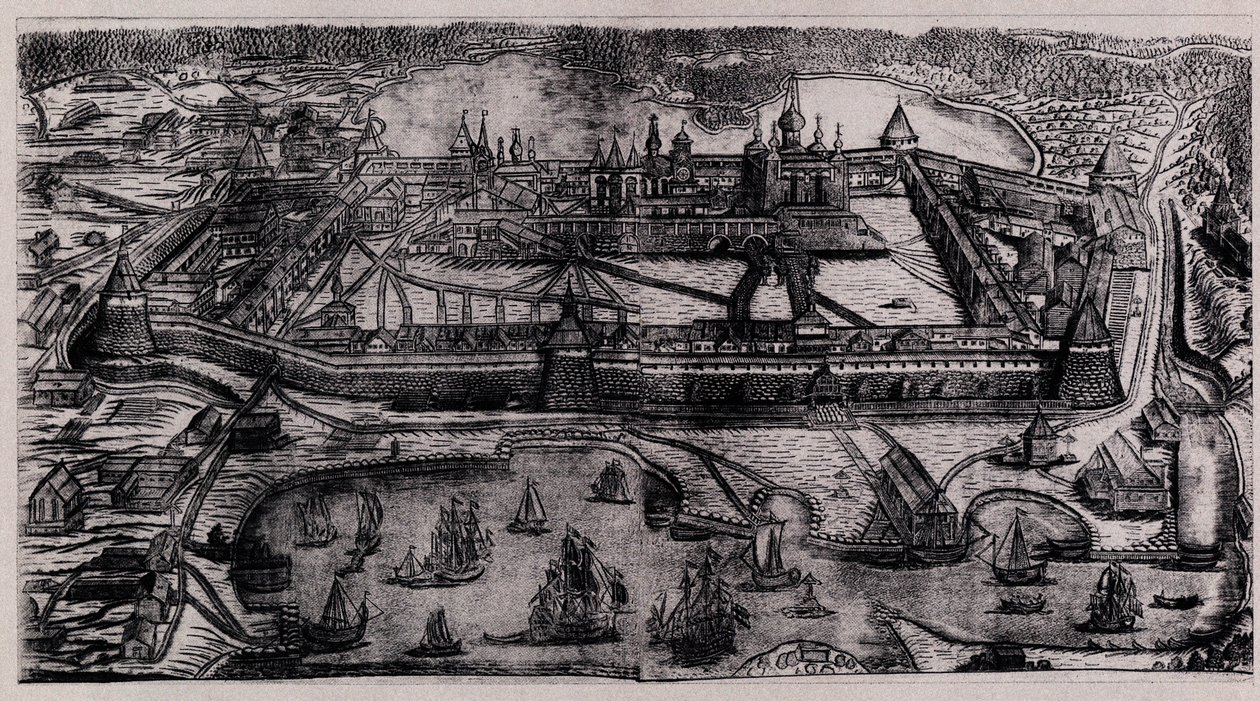 Solovetskin kirkastumisen luostari Solovetskin saarilla, 1744 tekijältä Alexei Fyodorovich Zubov