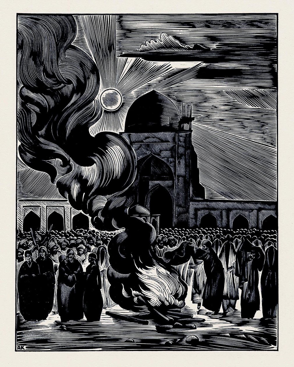 Musliminaisten vapauttaminen. Burning the Veil, 1928 tekijältä Alexei Ilyich Kravchenko