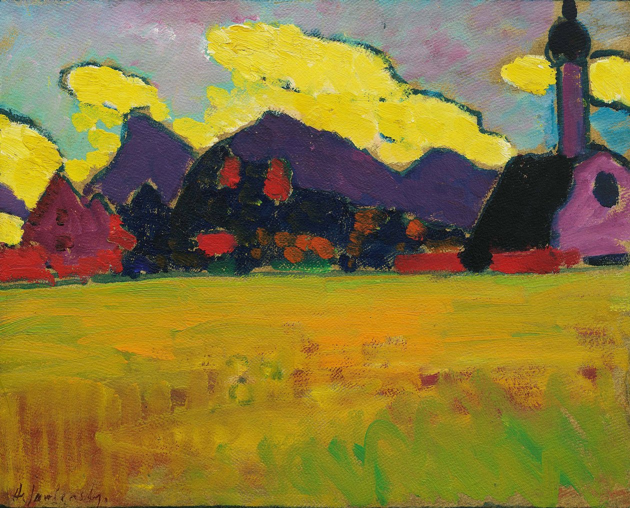 Maisema Murnaussa Keltaiset iltapilvet, n. 1910. tekijältä Alexei Javlensky von