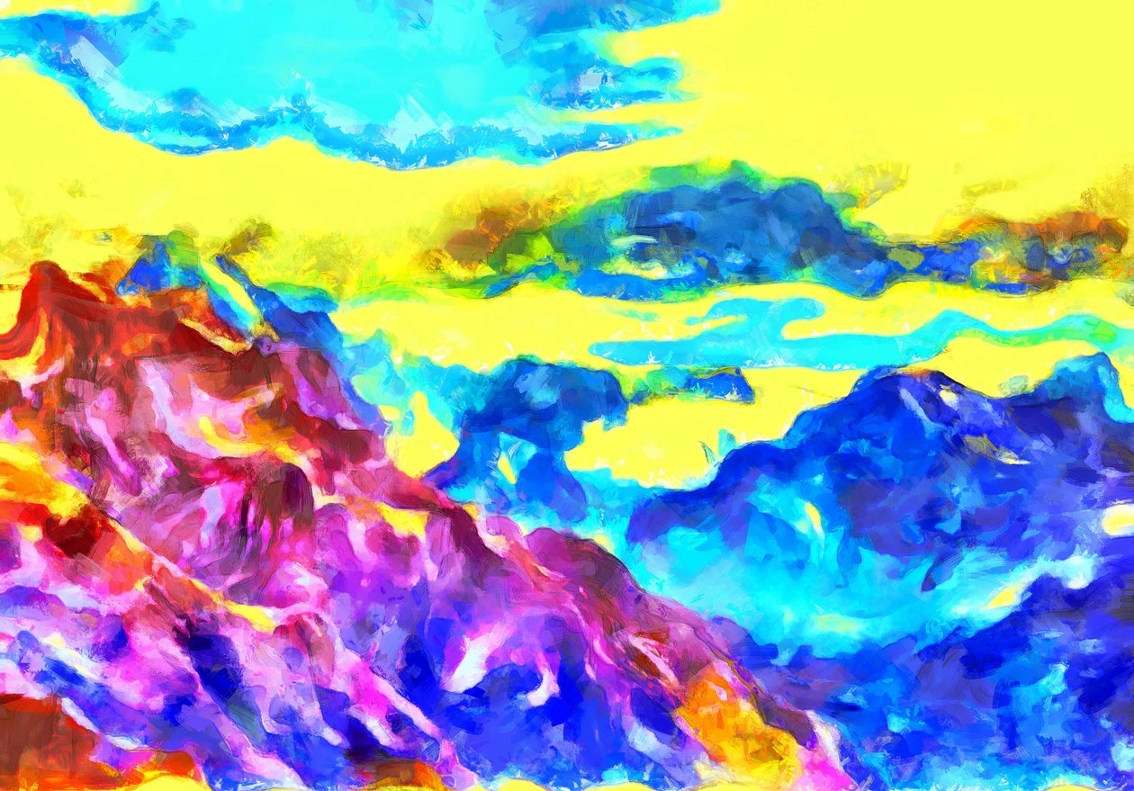 Vuoret kuin jäätyneet aallot,2020,(sekatekniikka) tekijältä Alexei Makhov