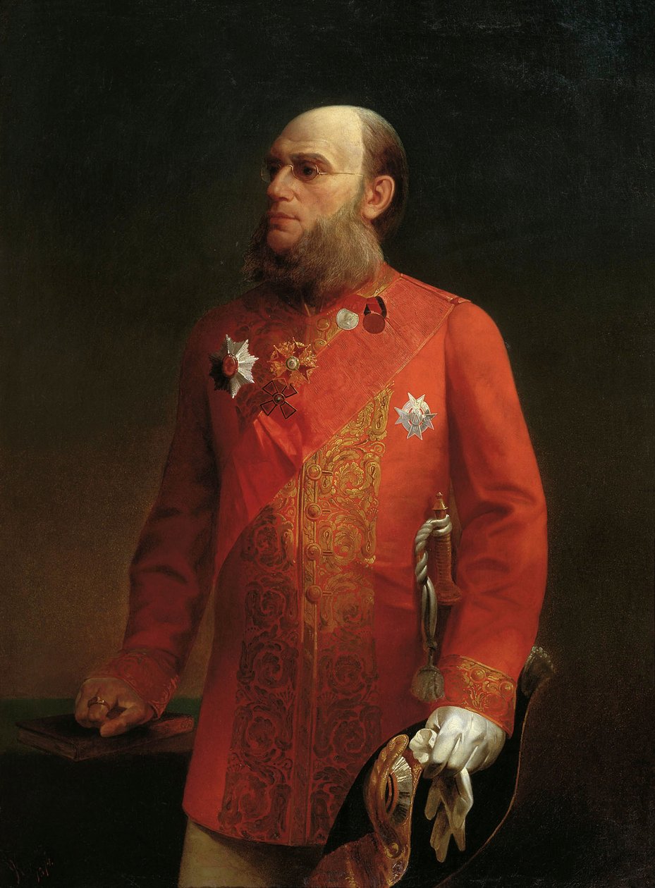 Muotokuva venäläisestä maantieteilijästä Pjotr Semenov-Tyan-Shanskysta, 1827-1914, 1874. tekijältä Alexei Mikhailovich Kolesov