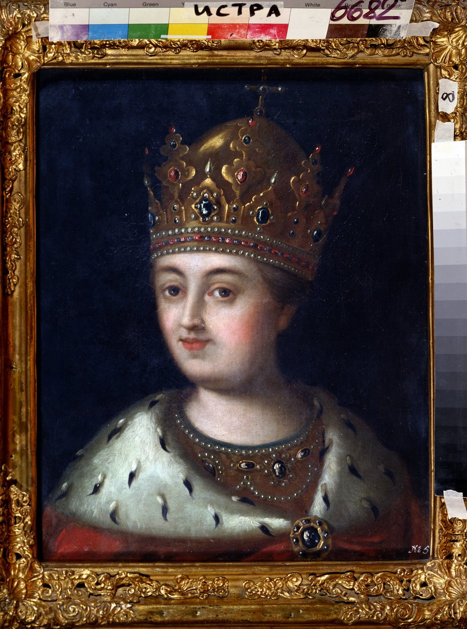 Valtiojohtaja Sofia Aleksejevnan (1657-1704) muotokuva (valtionhoitaja Sofia Aleksejevnan muotokuva). Aleksei Petrovitš Antropovin (1716-1795) maalaus. Öljy kankaalle, 51,5 x 42,2 cm tekijältä Alexei Petrovich Antropov